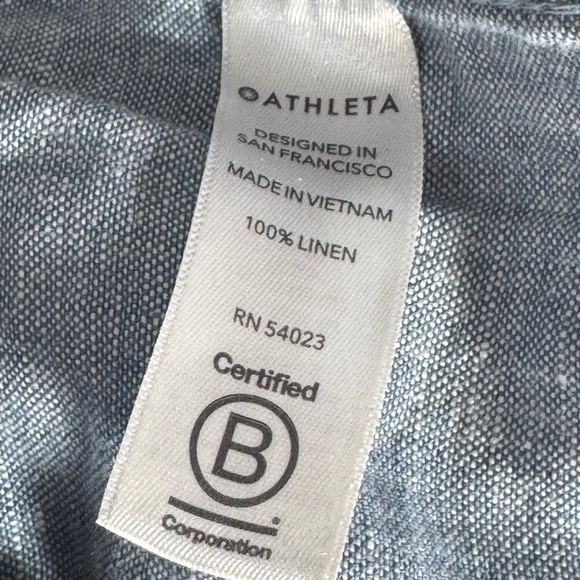 Athleta Cabo 100% Linen Heather Blue Wide Leg Pants Sz 8 - Picture 7 of 7